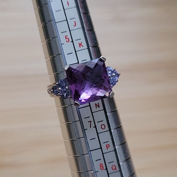 EFFY 14K White Gold Amethyst/Tanzanite/Diamond Ring - Size 6 *Pristine* - Picture 1 of 6